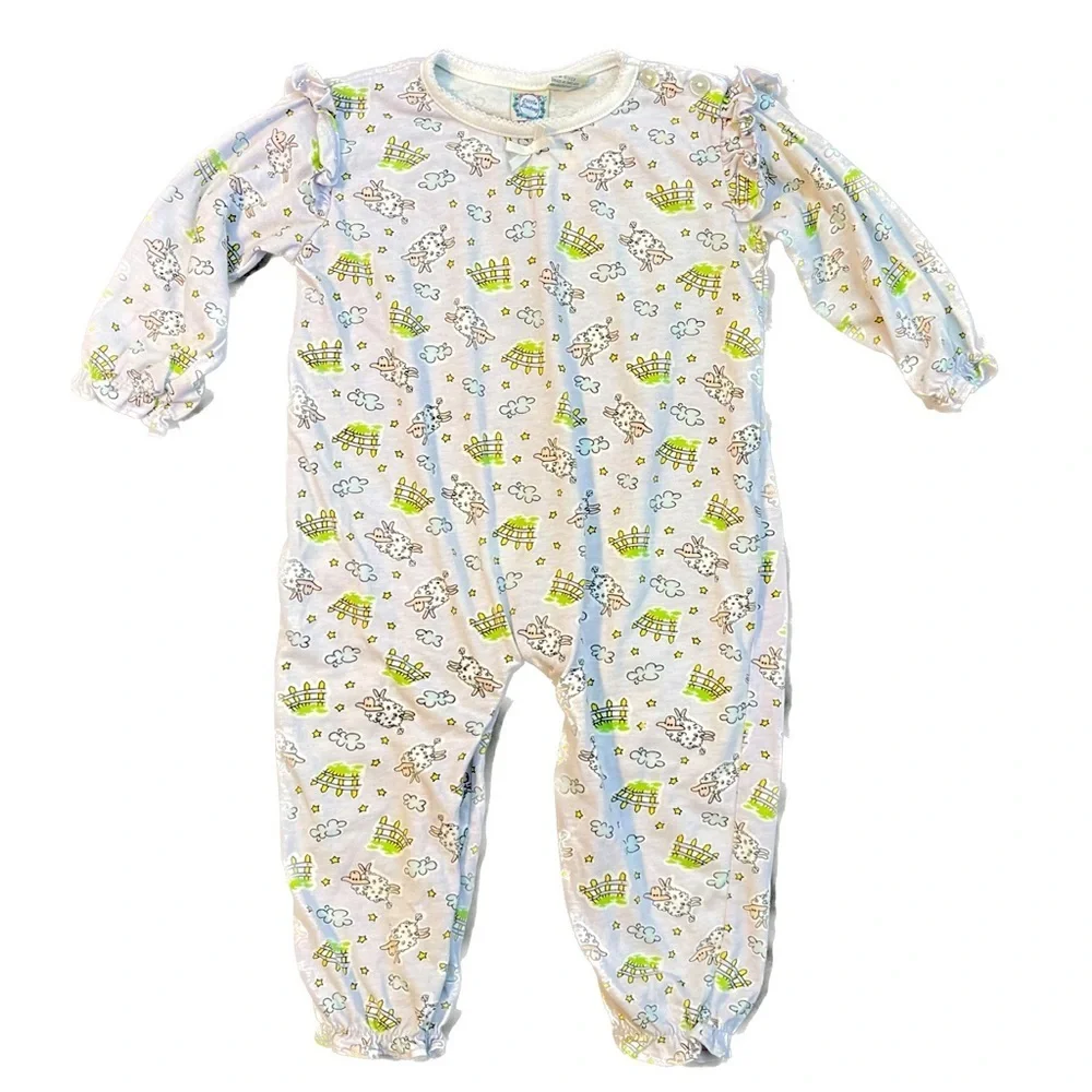 Vintage Little Lindsey Counting Sheep  and Gingham Lazy Daisies Onesies Size 24